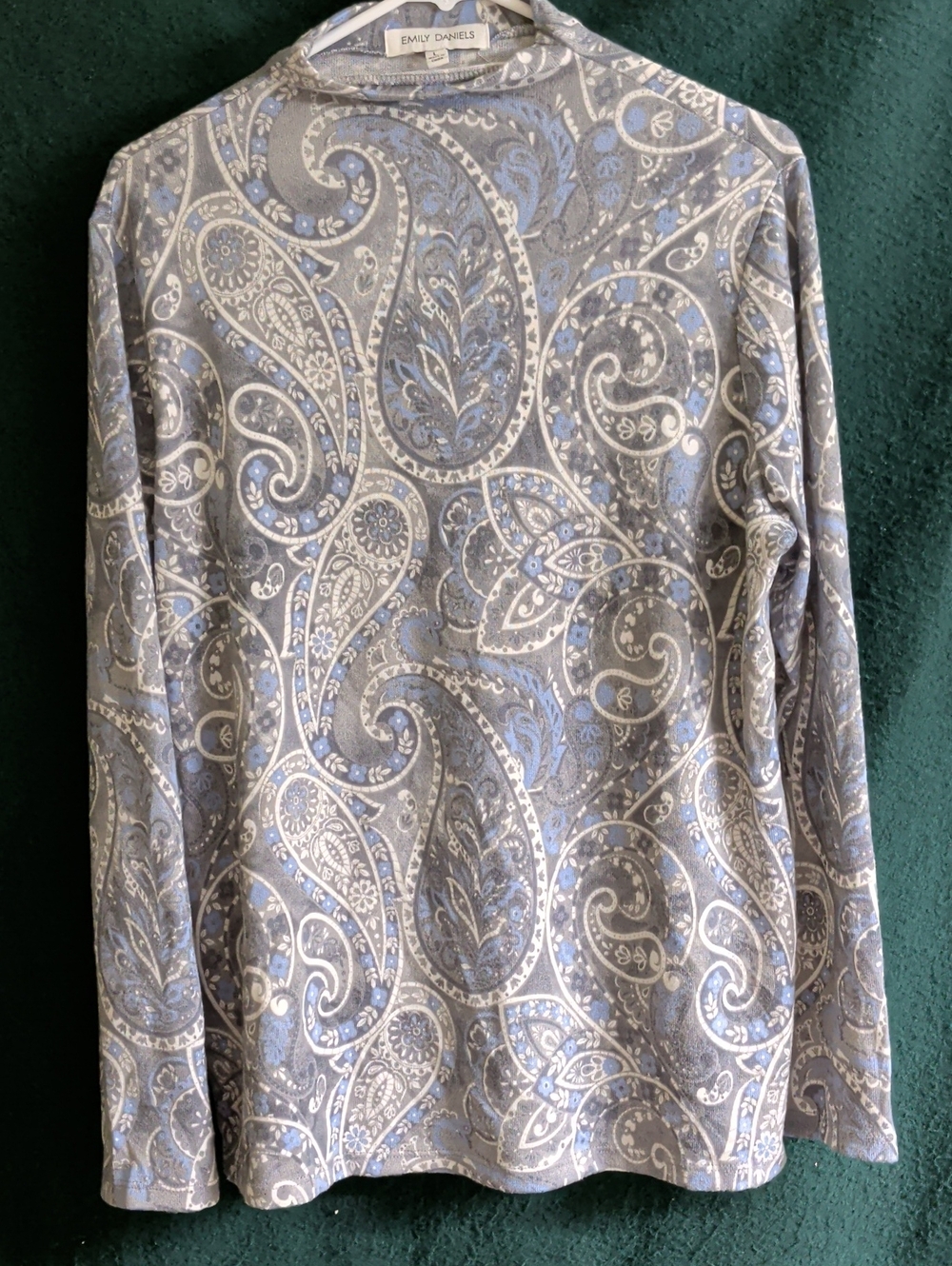 Women's Paisley Long-Sleeve Shirt in Light Blue and Gray